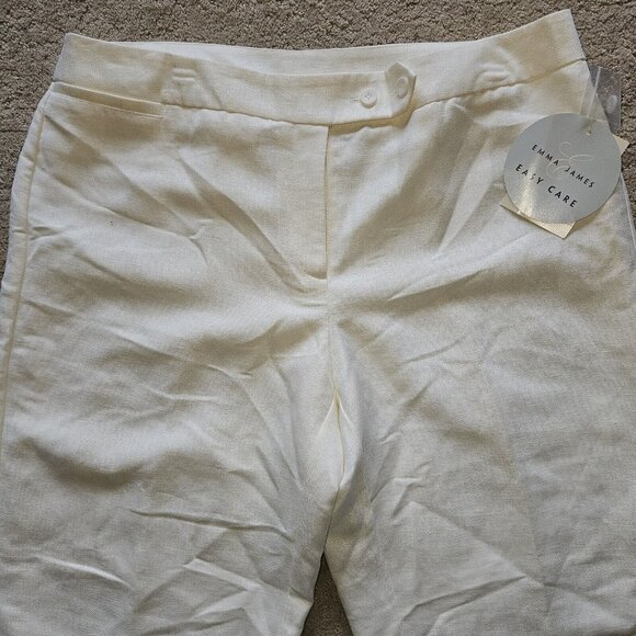 Emma James Wide Leg Pants Womens 16 Ivory Linen Blend Trousers Lined Washable - Picture 2 of 10